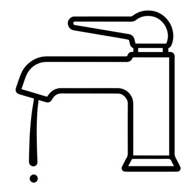 Bir musluğun minimalist vektör tasviri, banyo grafikleri için ideal.