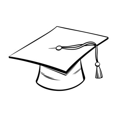 Lisansüstü okul şapkasının minimalist tasviri, mezuniyet grafikleri için ideal.