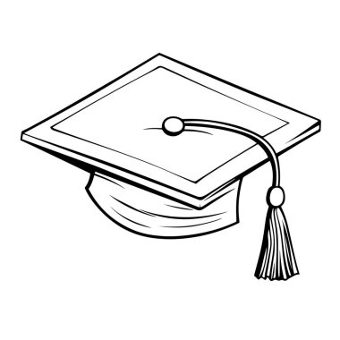 Lisansüstü okul şapkasının minimalist tasviri, mezuniyet grafikleri için ideal.