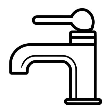 Bir havza musluğunun minimalist vektör tasviri, iç tasarım için harika.