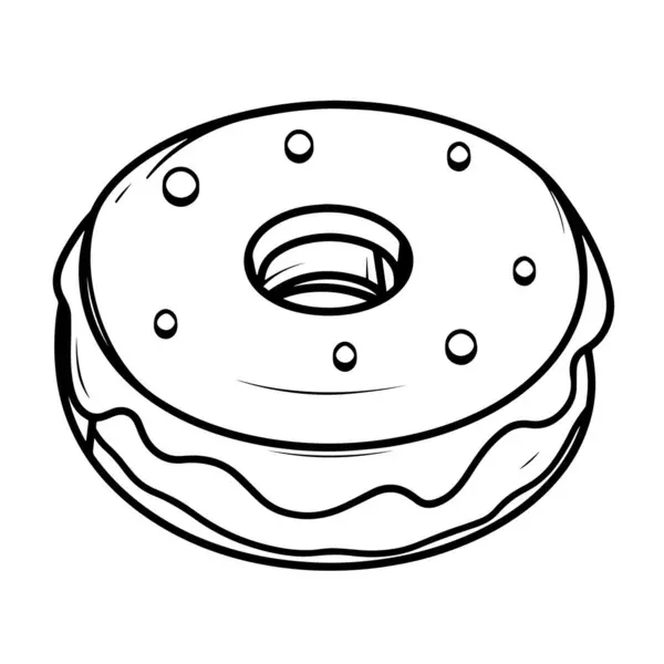 巧克力甜甜圈轮廓的最小矢量描述 最理想的甜点菜单 — 图库矢量图片