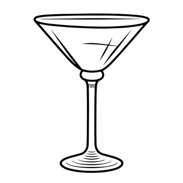 カクテルガラスのアウトラインのミニマリストベクター描写 ドリンクメニューに最適 — ストックベクタ