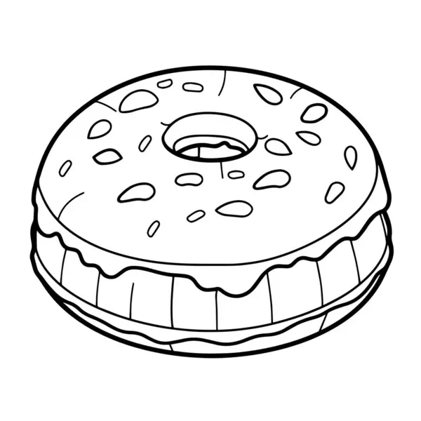 Minimalistische Vector Afbeelding Van Een Chocolade Donut Omtrek Ideaal Voor — Stockvector