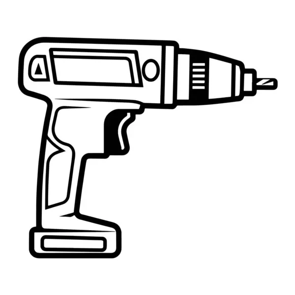 İnşaat grafikleri için ideal olan kablosuz matkap hatlarının minimalist vektör tasviri.