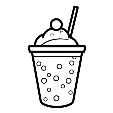 Balonlu çay sembolü tazeleniyor. Canlı çizgi sanat tasarımı ögesi.