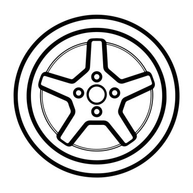 Otomotiv lastik sembolü. Modern çizgi sanat tasarımı ögesi.