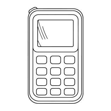 Eski bir cep telefonu hatlarının minimalist vektör tasviri, teknoloji grafikleri için ideal.