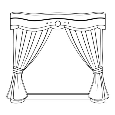 Sahne arkası sembolü. Rafine edilmiş çizgi tasarım ögesi.