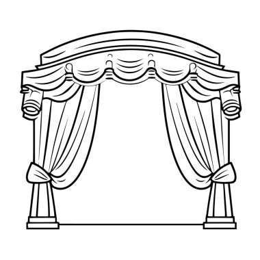 Sahne arkası sembolü. Rafine edilmiş çizgi tasarım ögesi.