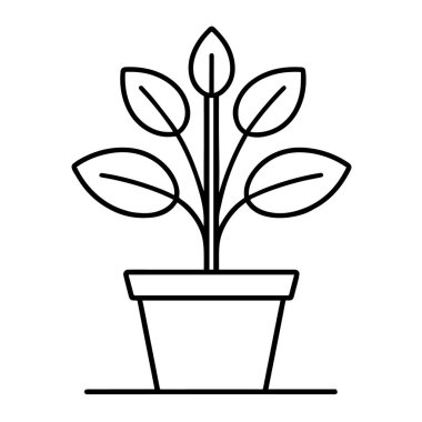 Bahçıvanlık grafikleri için ideal, genç bir bitkinin minimalist vektör tasviri.
