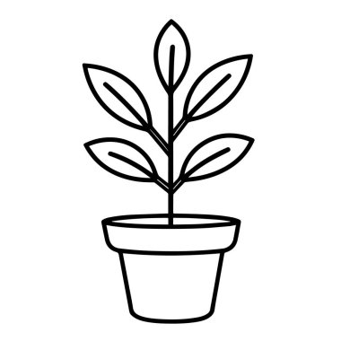 Bahçıvanlık grafikleri için ideal, genç bir bitkinin minimalist vektör tasviri.