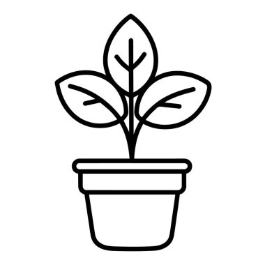 Bahçıvanlık grafikleri için ideal, genç bir bitkinin minimalist vektör tasviri.