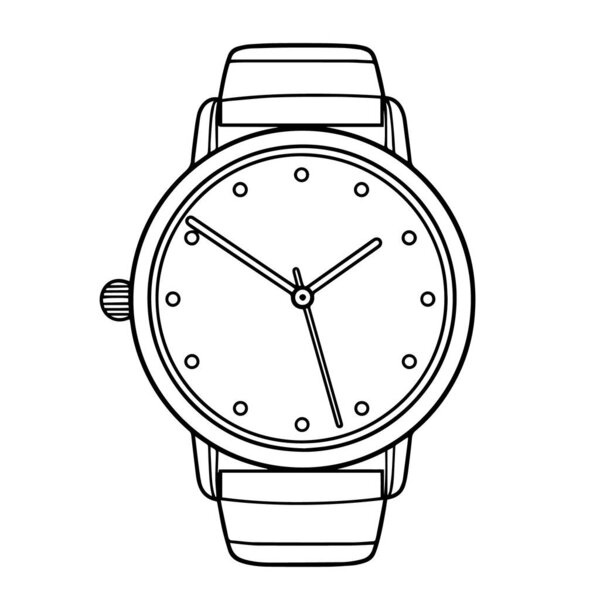 Timepiece symbol. Clean line art design element.