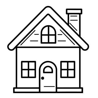 Küçük ev ana hatlı vektör simgesi, konut temalı grafikler için ideal.
