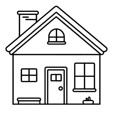 Küçük ev ana hatlı vektör simgesi, konut temalı grafikler için ideal.