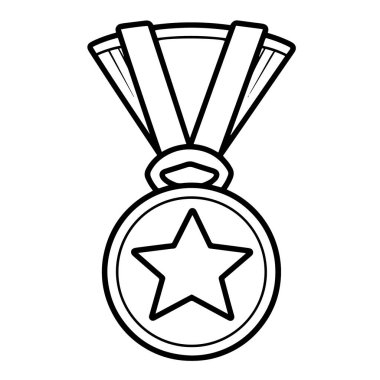 Madalya çizilmiş vektör simgesi, ödül ve başarı grafikleri için ideal.
