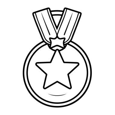 Madalya çizilmiş vektör simgesi, ödül ve başarı grafikleri için ideal.
