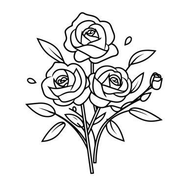 Gül buketi çizilmiş vektör simgesi, romantik grafikler için mükemmel..
