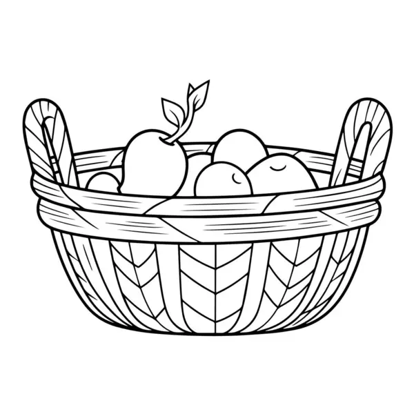 Wicker Basket Outlined Vector Icon Ideal Natural Themed Graphics — Stock Vector