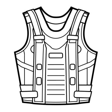 Çok yönlü askeri yelek ikonu vektörü, güvenlik temalı projeler için ideal. Biçimsel hazırlanma.