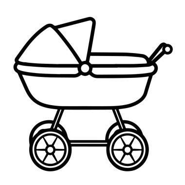 Bebekler için bebek arabasının basitleştirilmiş illüstrasyonu.