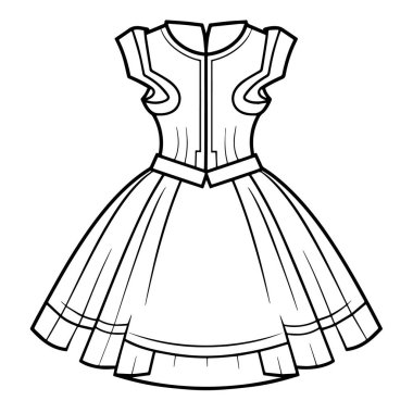 Dansçı kıyafetinin basitleştirilmiş çizimi.