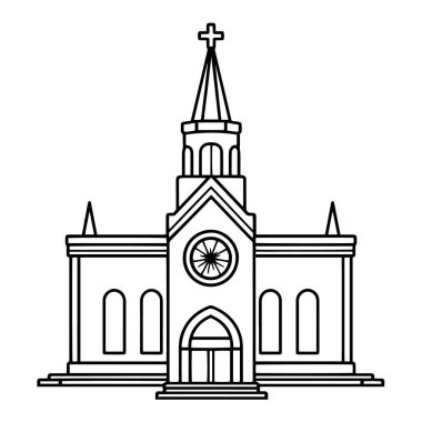 Bir kilise binasının basitleştirilmiş illüstrasyonu.