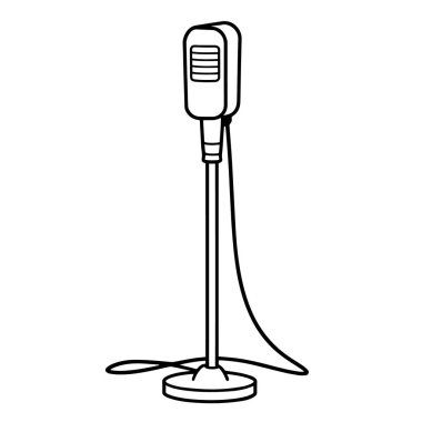 Temiz ve minimalist mikrofon ana hatları vektör grafiği.