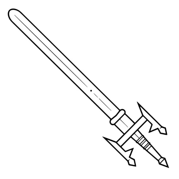 Espada Medieval Limpia Minimalista Contorno Gráfico Vectorial — Vector de stock