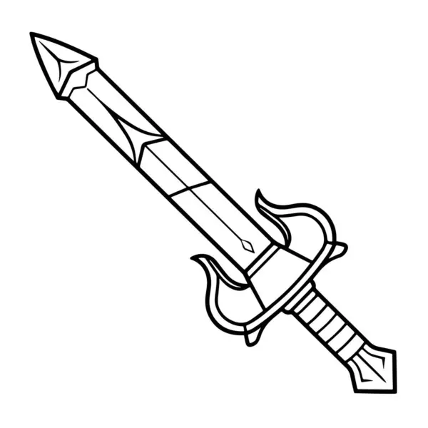 Espada Medieval Limpia Minimalista Contorno Gráfico Vectorial — Vector de stock