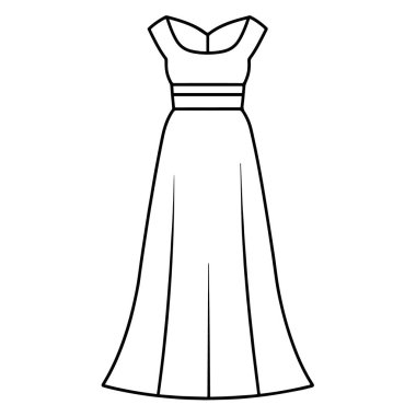 Çekici bir kadın gelinliğinin ana hatlarıyla ilgili bir illüstrasyon..