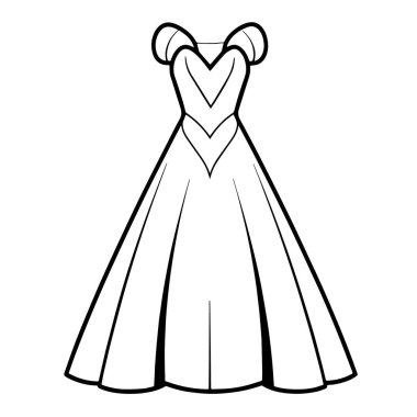 Çekici bir kadın gelinliğinin ana hatlarıyla ilgili bir illüstrasyon..