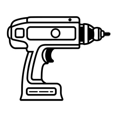 Güçlü bir elektrikli matkabın ana simgesini içeren vektör illüstrasyonu.