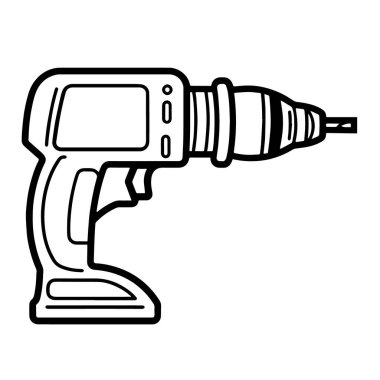 Güçlü bir elektrikli matkabın ana simgesini içeren vektör illüstrasyonu.