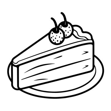 Lezzetli bir pasta diliminin özet simgesini içeren vektör illüstrasyonu.