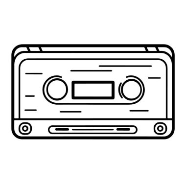 Klasik bir kasetin özet simgesini içeren vektör illüstrasyonu.