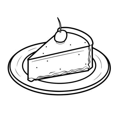 Lezzetli bir peynirli turtanın taslak simgesini içeren vektör illüstrasyonu.