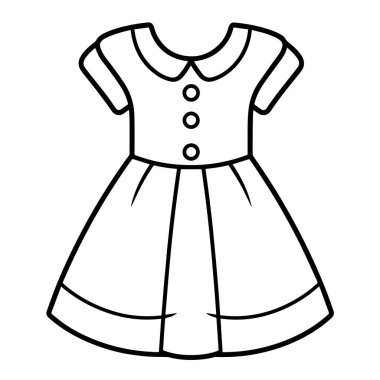 Şirin bir çocuk elbisesinin taslak simgesini içeren vektör illüstrasyonu.