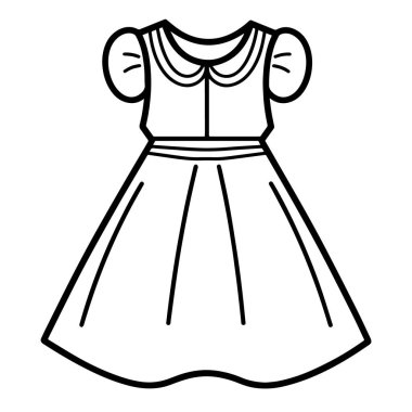 Şirin bir çocuk elbisesinin taslak simgesini içeren vektör illüstrasyonu.