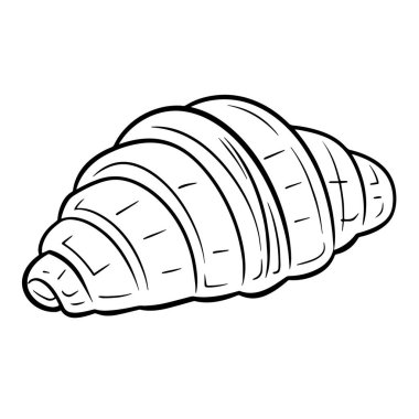 Lezzetli bir kruvasanın taslak simgesini içeren vektör illüstrasyonu.