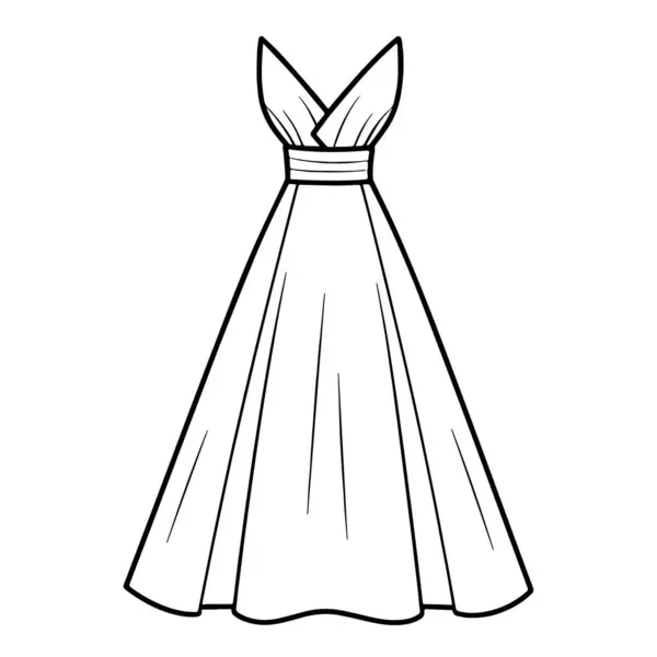 Ilustración Vectorial Con Icono Esquema Vestido Novia Mujer Impresionante — Vector de stock