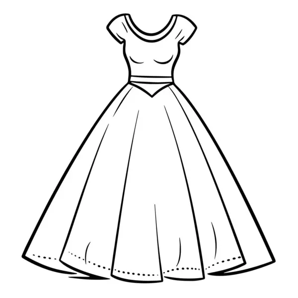 Ilustración Vectorial Con Icono Esquema Vestido Novia Mujer Impresionante — Vector de stock