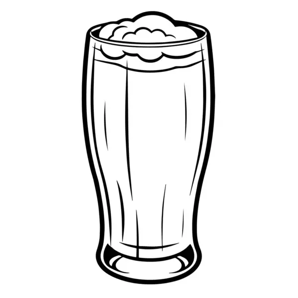 Illustrazione Vettoriale Con Icona Contorno Una Birra Frizzante Schiumosa — Vettoriale Stock