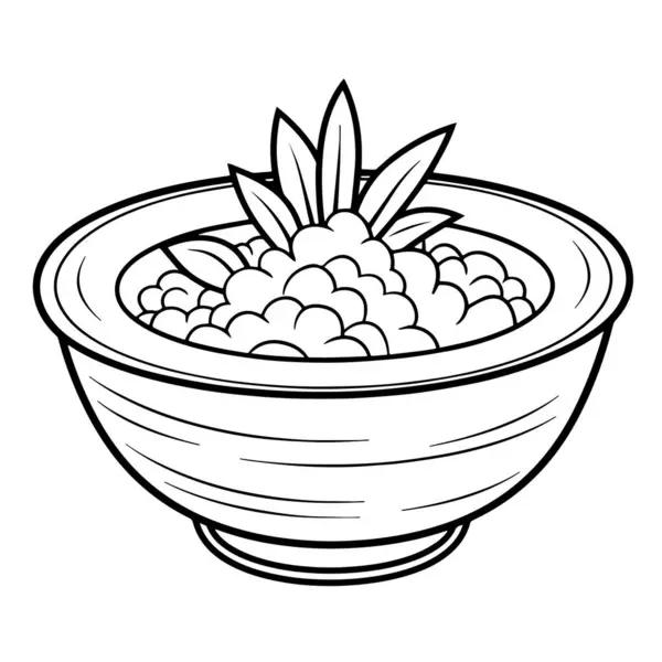 Vektorová Ilustrace Ikonou Obrysu Tradiční Rýžové Mísy — Stockový vektor
