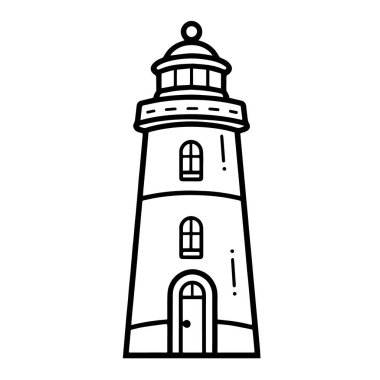 Bir deniz feneri ana hatları simgesinin vektör illüstrasyonu.