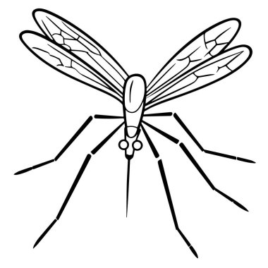 Tasarım için minimalist bir sivrisineğin vektör çizimi.