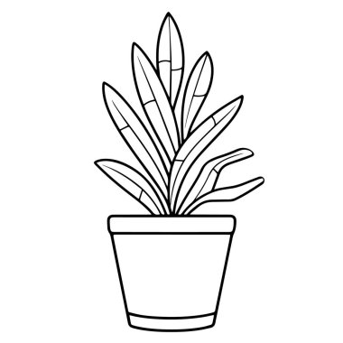 Minimalist bir bitki kabı taslağının vektör çizimi.