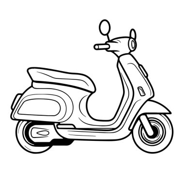 Gösterişli bir scooterın taslak simgesini içeren vektör illüstrasyonuName.