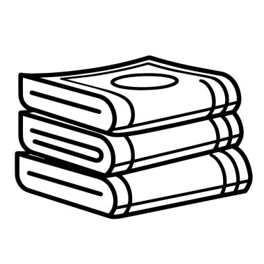 Kitapların çok yönlü temsili taslak simgesi.