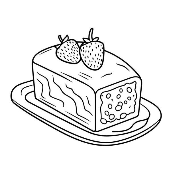 Ilustración Vectorial Encantador Contorno Pastel Fresa Perfecto Para Temas Panadería — Archivo Imágenes Vectoriales